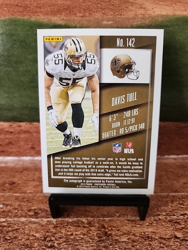 2015 Panini Contenders Davis Tull #142 Rookie Auto Card RC New Orleans Saints - Image 2 of 2