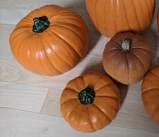 3 Decorative Craft Pumpkins sizes 9"/6" Orange
