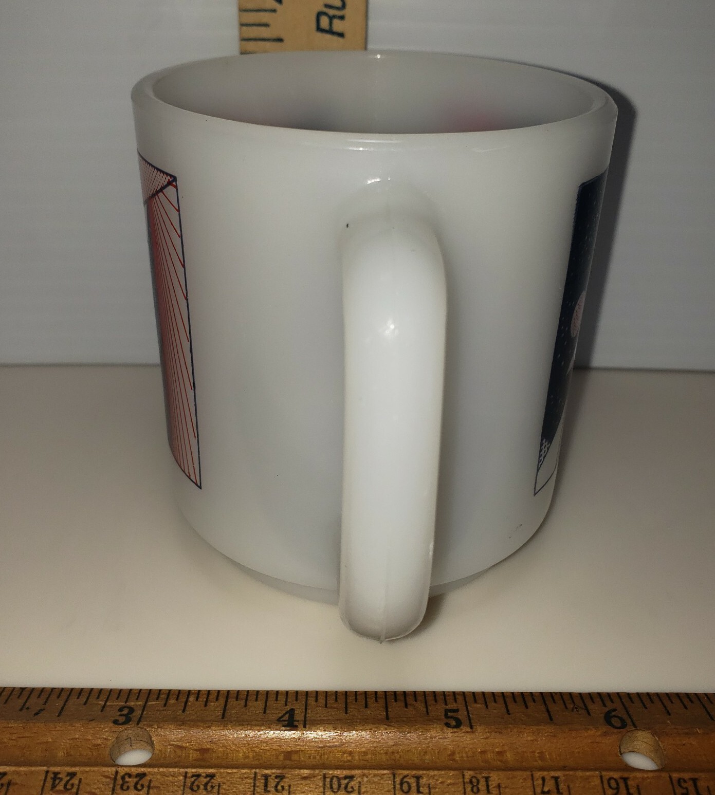 RARE Vintage Glasbake Mug Spaceship Space Rocket Mission Milk Glass Coffee Tea 