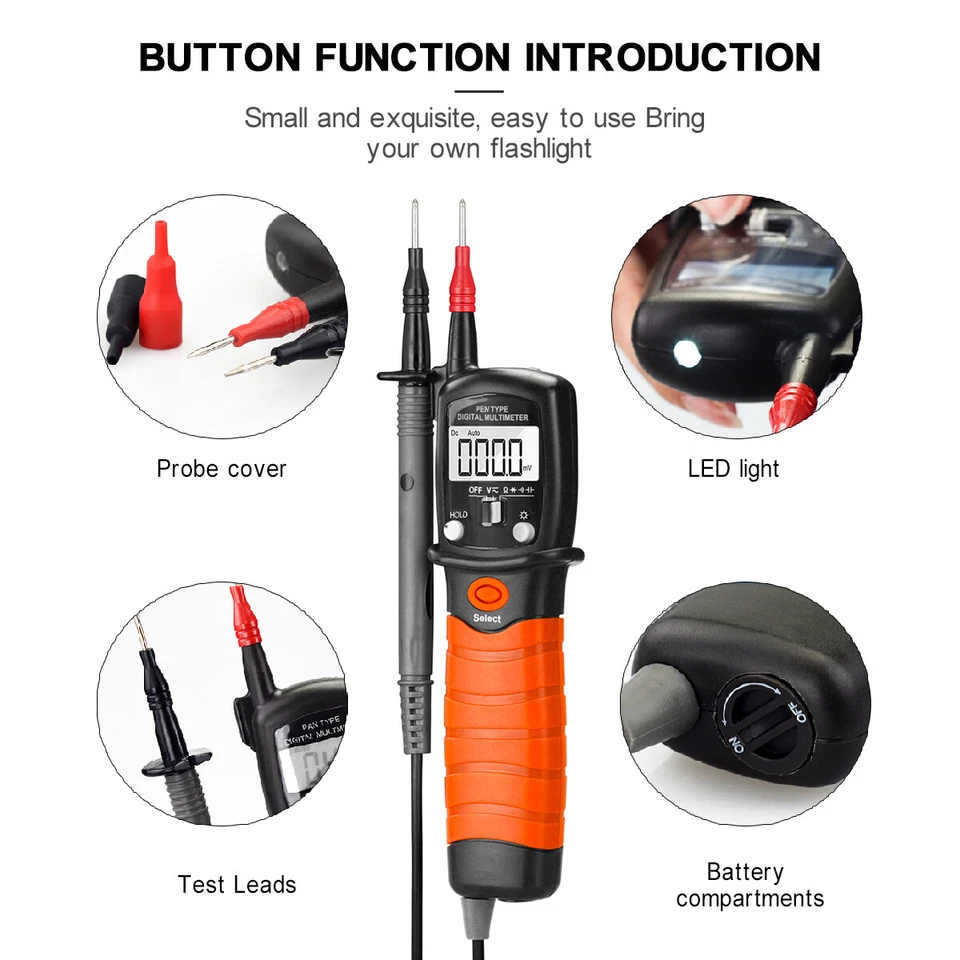 Handheld Multimeter Digital Stift AC DC 600V Stromspannung Durchgangsprüfer 60MΩ - Bild 2 von 4