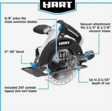 HART 20-Volt 6-1/2-inch Battery-Powered Circular Saw PUERTO RICO TOO