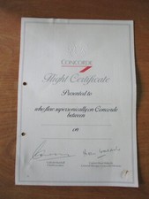 Concorde flight cerificate