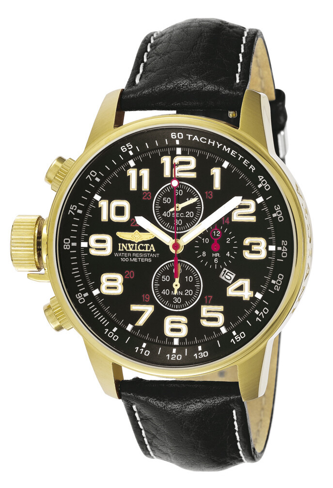 Кожаные часы Invicta Mens 3330 Force Collection из нержавеющей стали для левой руки