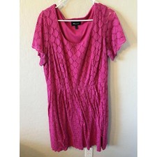 RN Studio By Ronni Nicole Dress Womens 2X Pink Lace ALine Short Sleeve Elegant