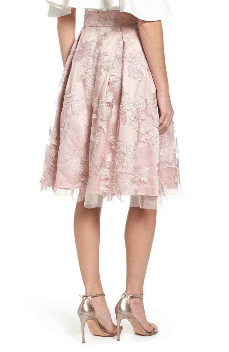 eliza j floral embroidered fit & flare dress Eliza J Embroidered Mesh V-Neck 3D Floral Fit and Flare A-Line Midi Dress at Hamilton Place in Chattanooga, TN