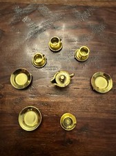 1983 B. Shackman Vintage Miniature Gold Tea Set Cups Saucers Plates Tea Pot