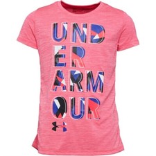 Image of Under Armour Girls Hybrid 2.0 Big Logo Pink T-Shirt (Size's From Youth S M L XL)
