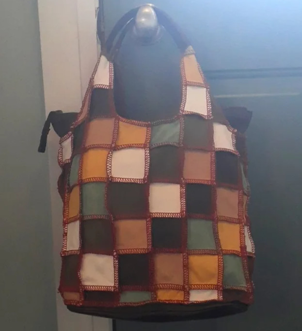 Vintage WITH multi-colour leather patchwork unstr… - image 3