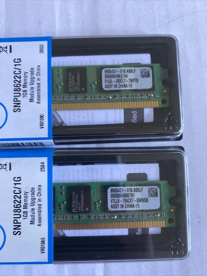 2GB 2x1GB PC2 5300 DDR2-667 Dell SNPU8622C/1G ELPIDA RAM MEMORY KIT LOW PROFILE - Image 2 of 4