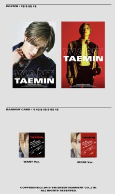 TAEMIN - WANT 2nd Mini Album SEALED Random Ver. CD + Photobook+etc