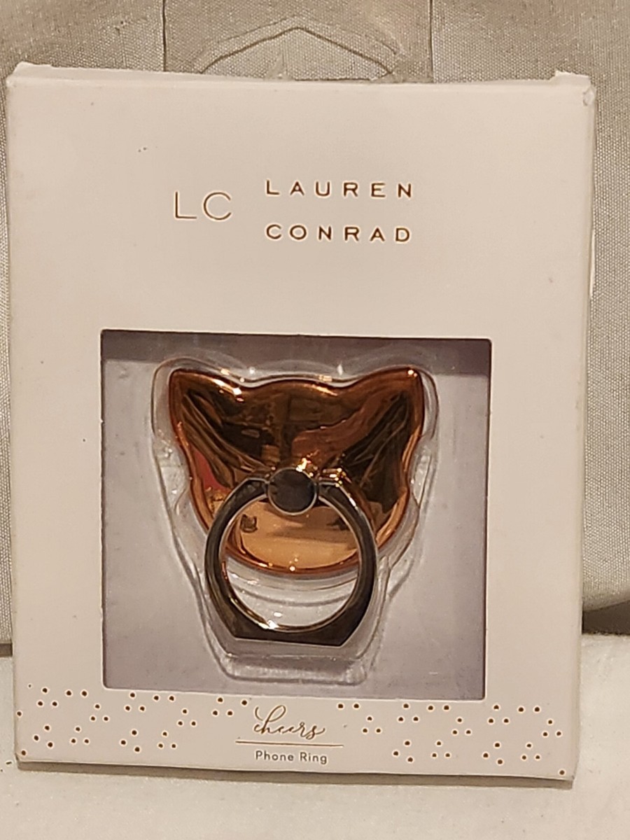 New LC Cheers Goldtone Cat Phone Ring Phone Holder