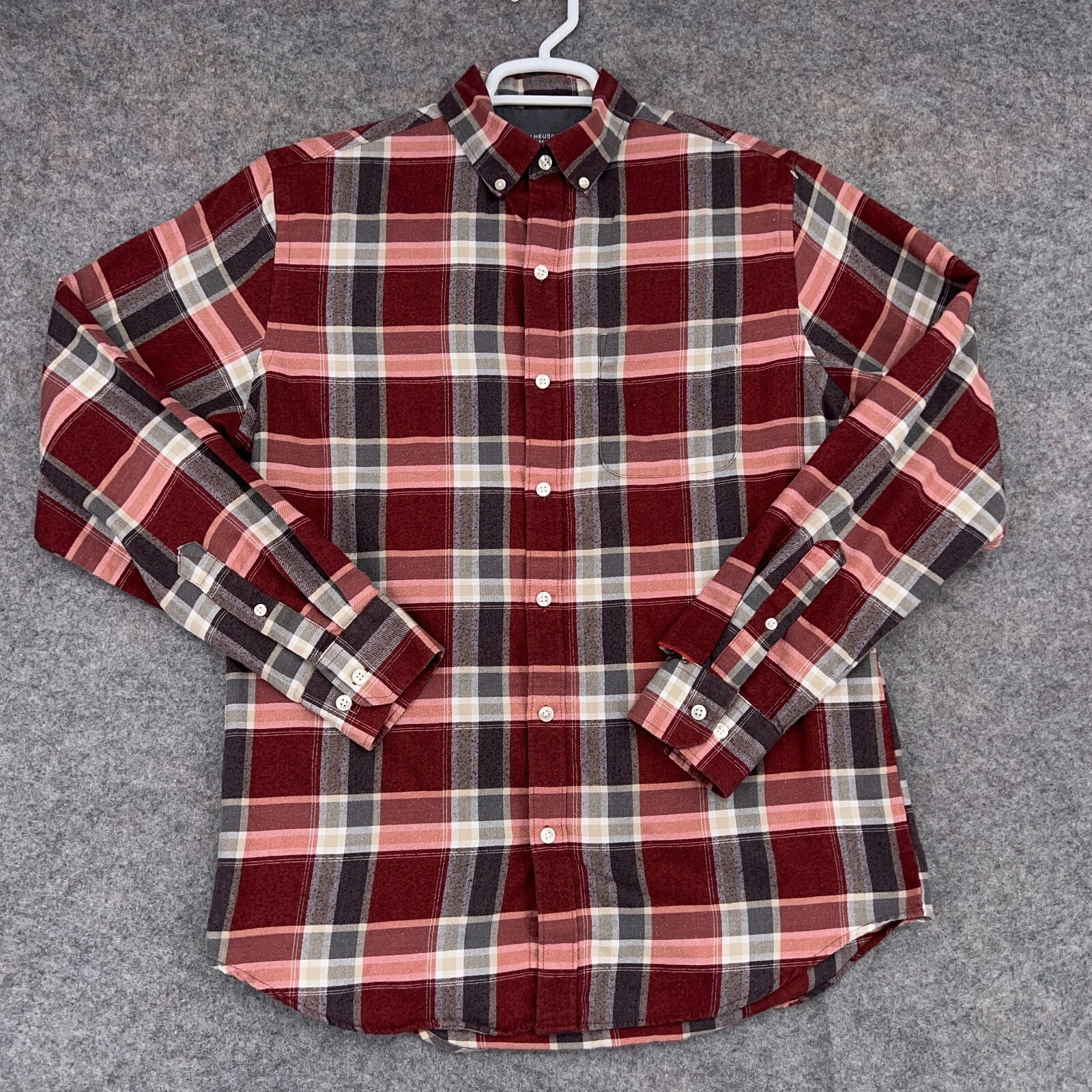 VANS Camicia Van Heu da uomo piccola 14 14 5 rossa a quadretti maniche lunghe abbottonate Oxford