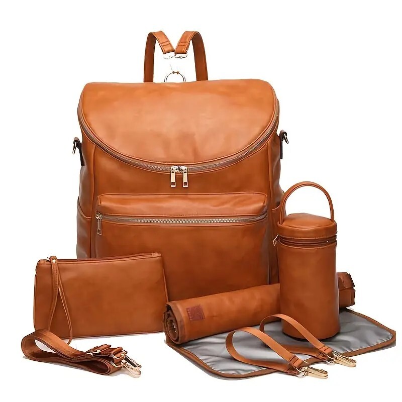 Vegan Leather Baby Diaper Backpack for Mums-image
