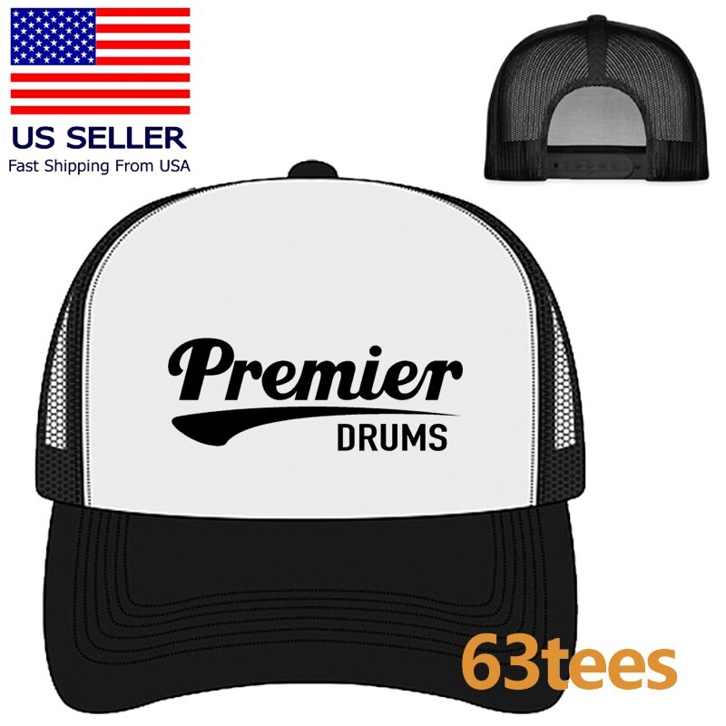 Premier Drums Black Printed Adjustable Trucker Hat Cap Adult Size