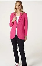Qvc Nina Leonard Blazer Collared Jacket Dragon Fruit Pink Size Xs Rrp £55 New