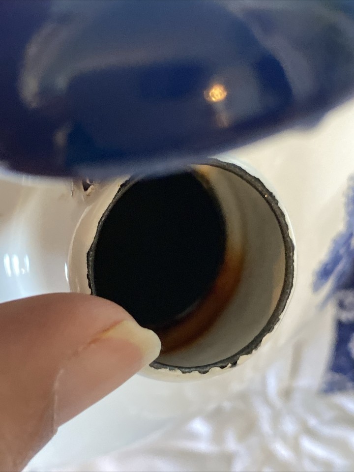 VTG Johnson Brothers Blue Willow Enamel Whistling Tea Kettle Bird Finial Lid eBay