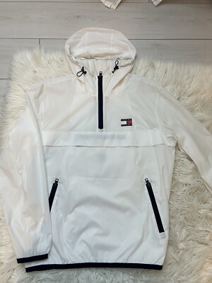 Windbreaker Jacke Herren Tommy Jeans Neu Etikett Weiß Zip Winter 