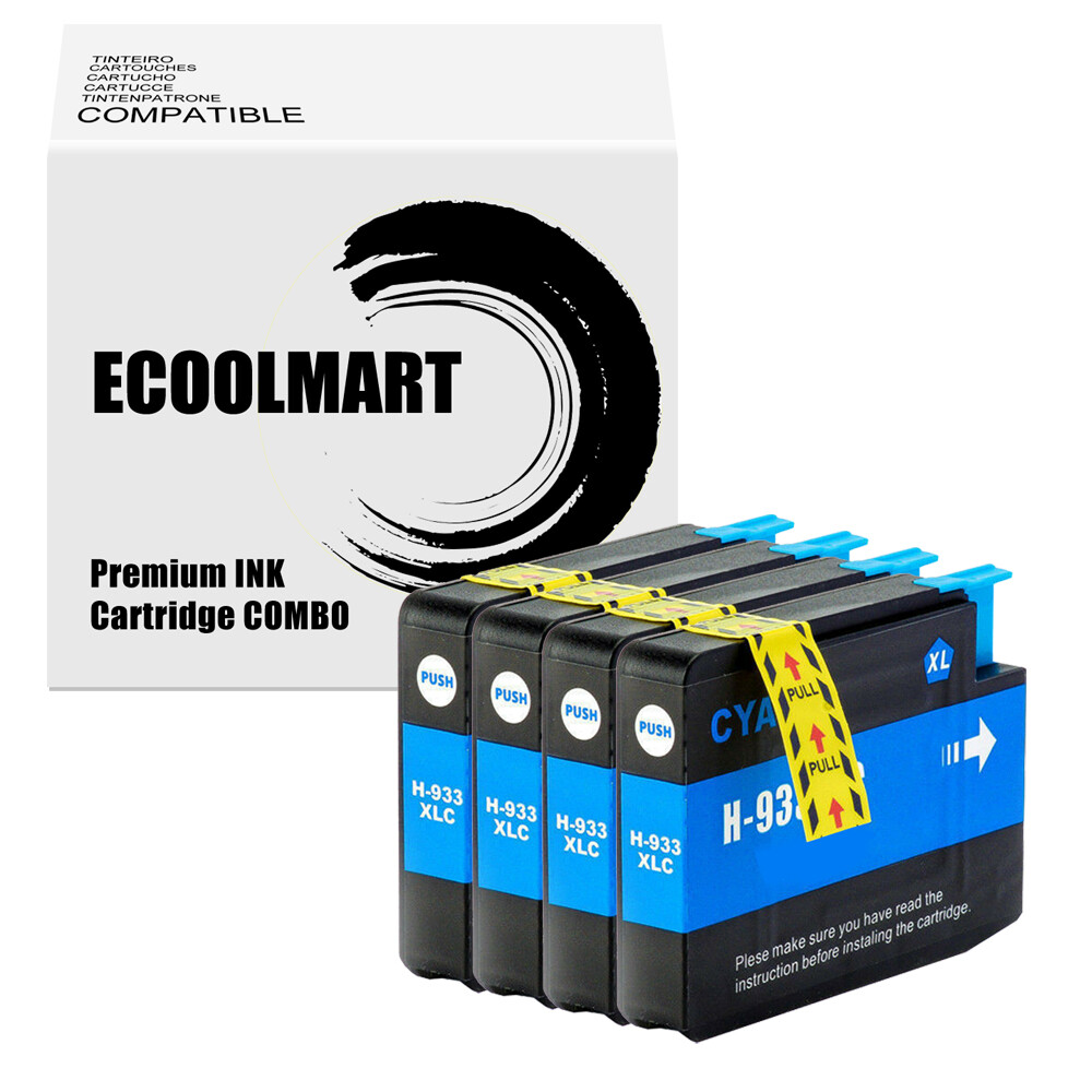 4PK Cyan Ink Cartridge replace for HP 932XL 933XL Officejet 6100 6700 7510 7612