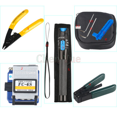 11pcs fiber optic FTTH tool set Fiber Cleaver Stripper 1mW Visual Fault Locator 