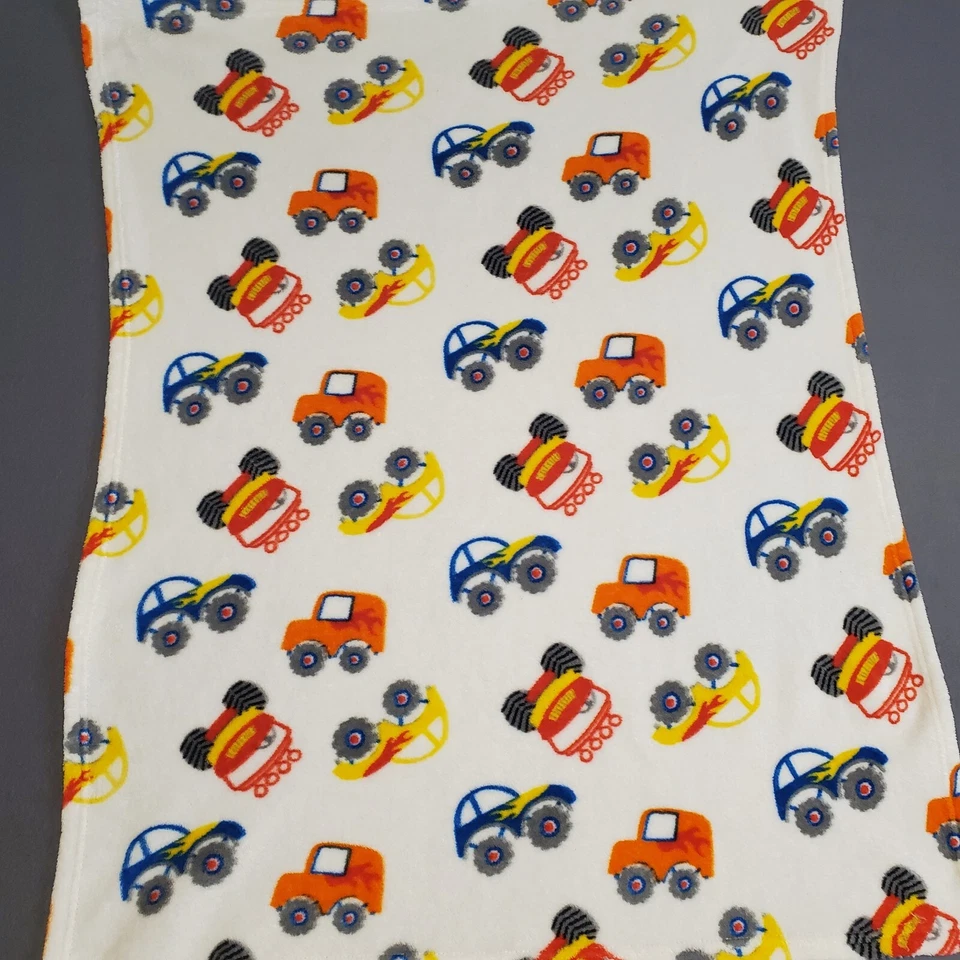 Cutie Pie 蓝色怪物汽车卡车汽车婴儿毯白色 2018 30x36 — 第 2/4 张图片