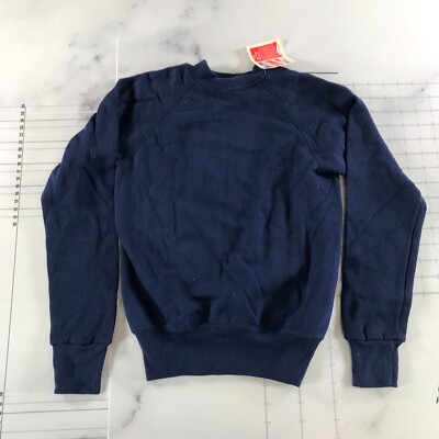 Vintage Bassett Walker Crewneck Sweatshirt Boys Medium Navy Blue Cotton Blend