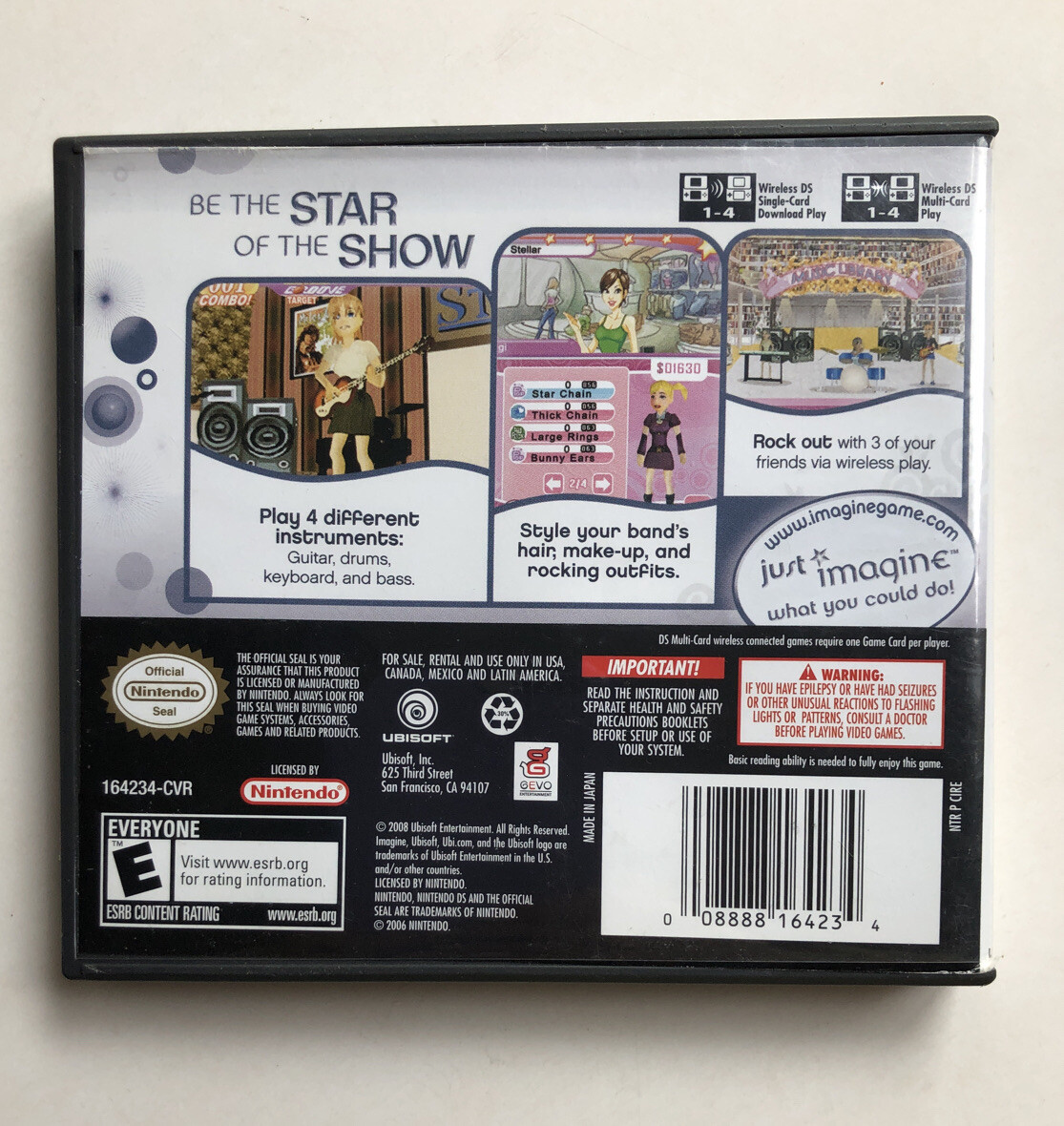 Imagine: Rock Star (Nintendo DS, 2008) NO MANUAL Game & Case Included