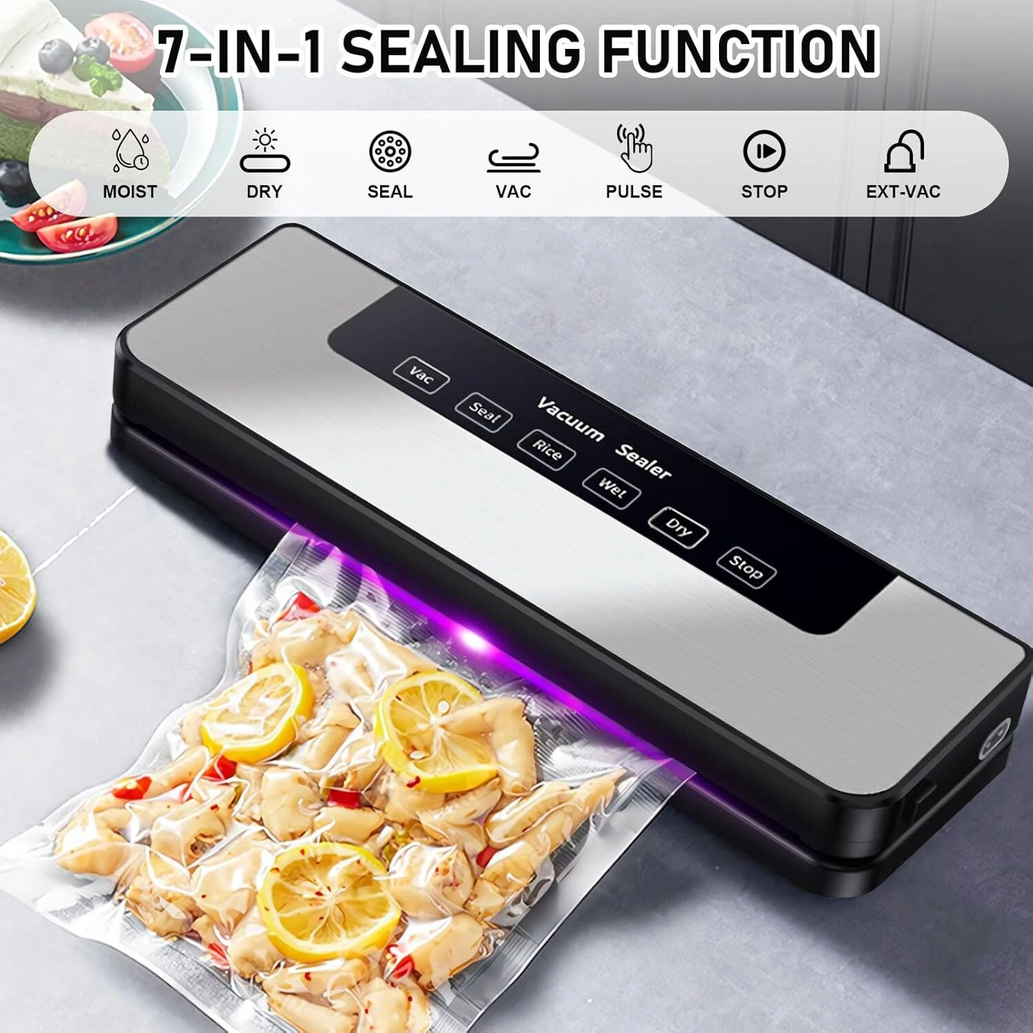 Vacuum Sealer Automatic Food Storage Sealing Machine with 10 Airtight Bags