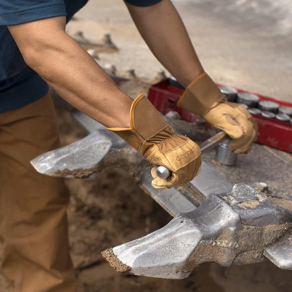 Guantes de trabajo Carhartt para hombre con puño de seguridad de cuero de grano aislado Foto 2 de 3