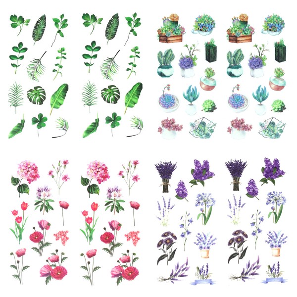 84 Blumen Sticker Pflanzen BläTter Aufkleber Vintage Deko Scrapbooking Basteln-image