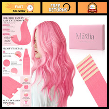 24" Light Pink Tape-In Hair Extensions - 10pcs 30g Remy Human Hair, Silky Straig