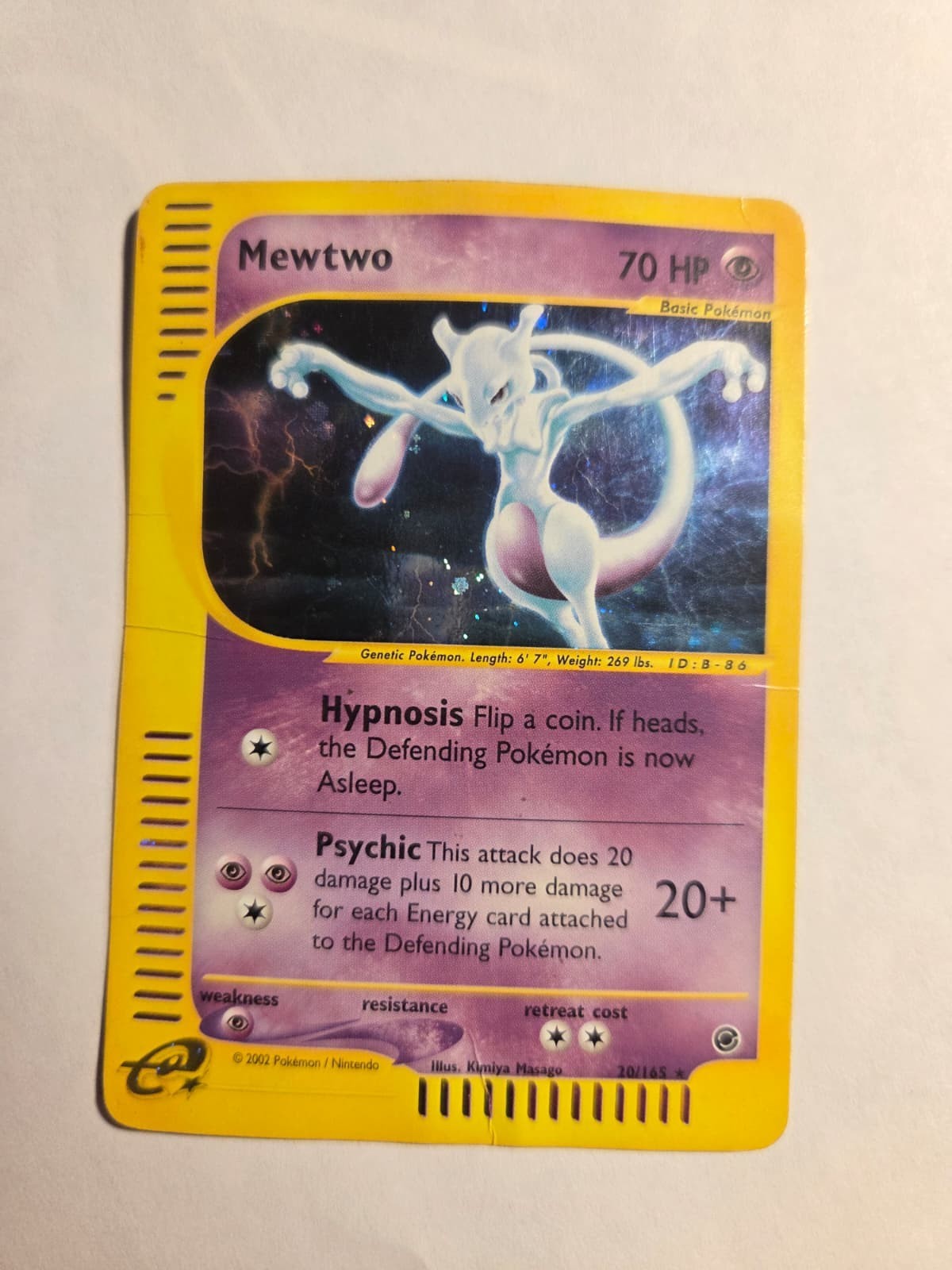 Pokemon TCG Expedition Mewtwo Holo Rare 20/165 English 2002 70 HP Basic