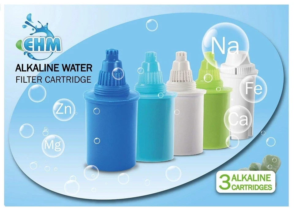 3 Pack Alkaline Mineral Water Filters Replacement Cartridges (Blue) - Image 2 of 4