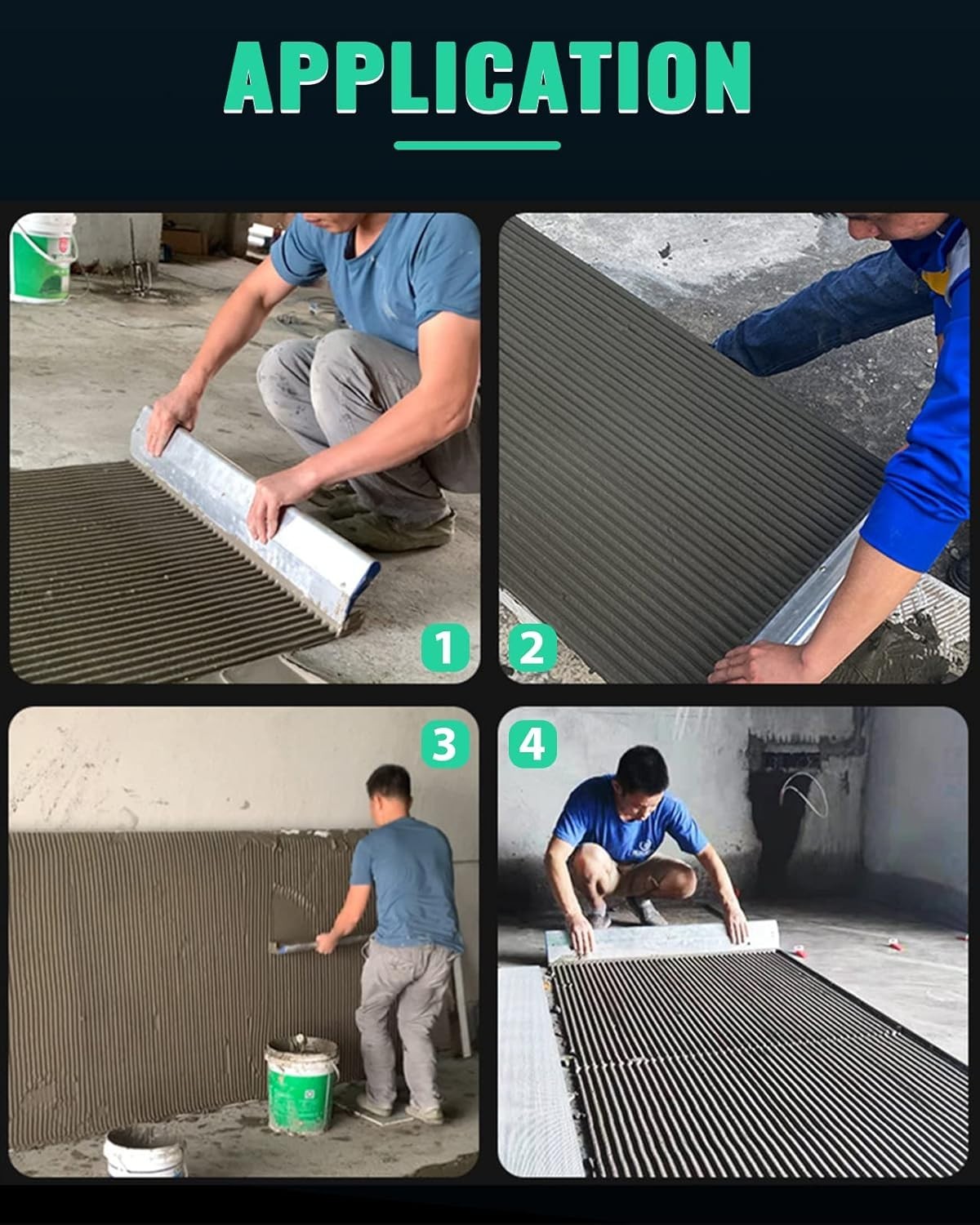 Tile Tools 24'' Large Tile Trowel 2/5" x 2/5" Square Notch Trowel Tile Adhesi...