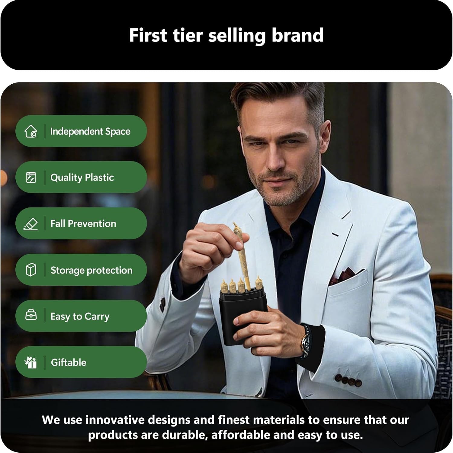 roygra (4 Pack) King Size Pre-roll Cone Holder Case, 5-Hole Cigarette Case for R