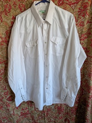 Mesquite Niver Western Wear Men s White Pearl Snap Shirt Size 18x36 