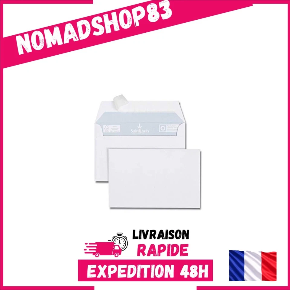Enveloppes blanches GPV 90x140 mm 100 g/m² sans fenêtre x25 - Photo 1/4