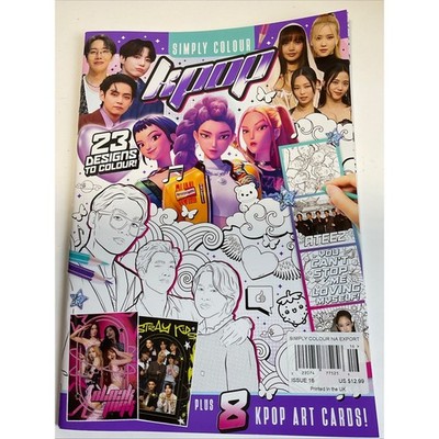 Simply Colour K-Pop Issue 16 Coloring Magazine BTS Stray Kids 8 Art Cards UK