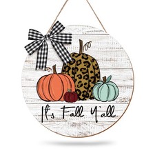 Fall Welcome Wood Door Sign Autumn Harvest Door Hanger for Front Door Home Decor