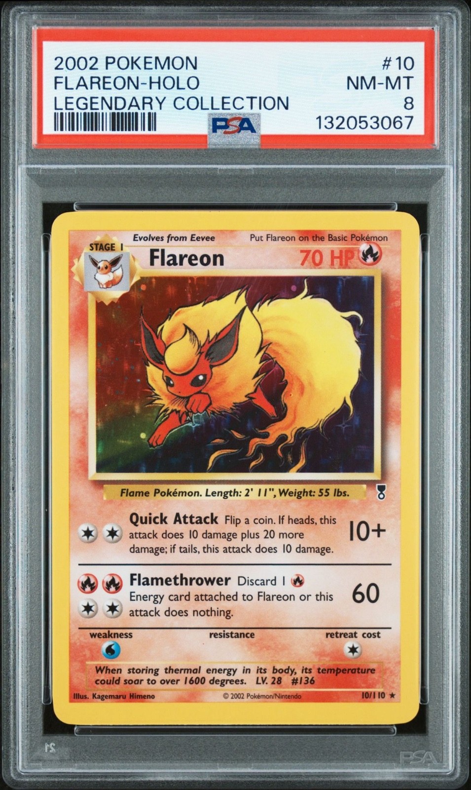 Pokemon PSA 8 Flareon 10 Holo Legendary Collection New Cert!!