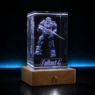T-60 Powerrüstung - Fallout - 3D Kristall RGB-LED Lampe mit Lasergravur