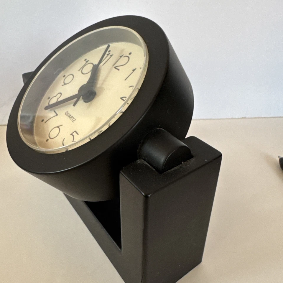 Clock Black The Swivels Vertically On A Stand - Home Or Office - Battery - Image 4 of 4