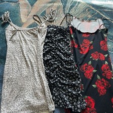 3PC Set of 3 Leopard Floral and Rose Print Mini Dresses Size XS/S Summer Ruffled