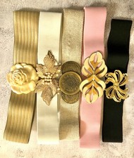 VTG 80's Womens Stretch Belts Boutique Wide Retro Glam Chic Lot Fits Sm  Med