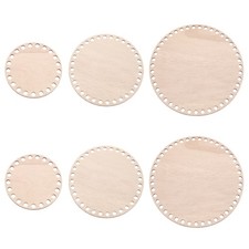 4"/6"/8" Dia 6 Pcs Round Crochet Basket Bottom, Brown