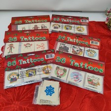 Over 200 Christmas Temporary Tattoos Colored Cute Santa Deer Elf Snowman