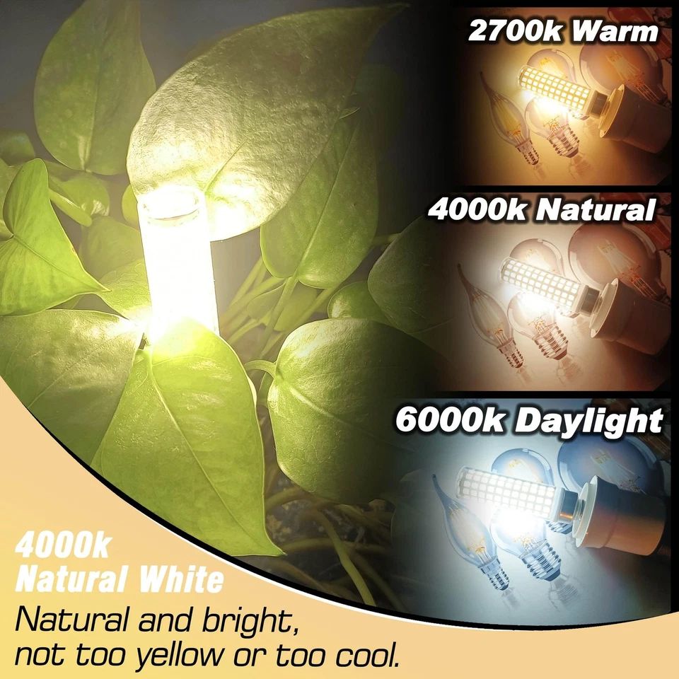 E12 100 Watt Equivalent LED Corn Bulbs 10W 4000K Natural White 1200lm 120V C7... - Image 3 of 4