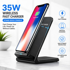 1/2 Pack 35W Wireless Fast Charger Stand Dock Cradle For iPhone Samsung Galaxy