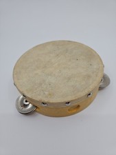 Vintage Single Wood Tambourine 6" Jingles Head Very Good Condition