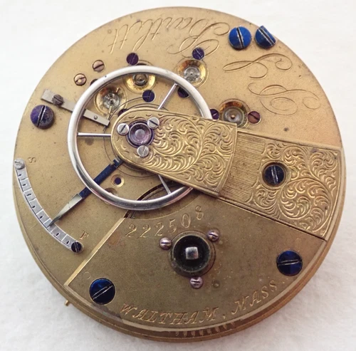 ANTIQUE 18s WALTHAM PS BARTLETT MODEL 1857 KEY WIND POCKET WATCH MOVEMENT
