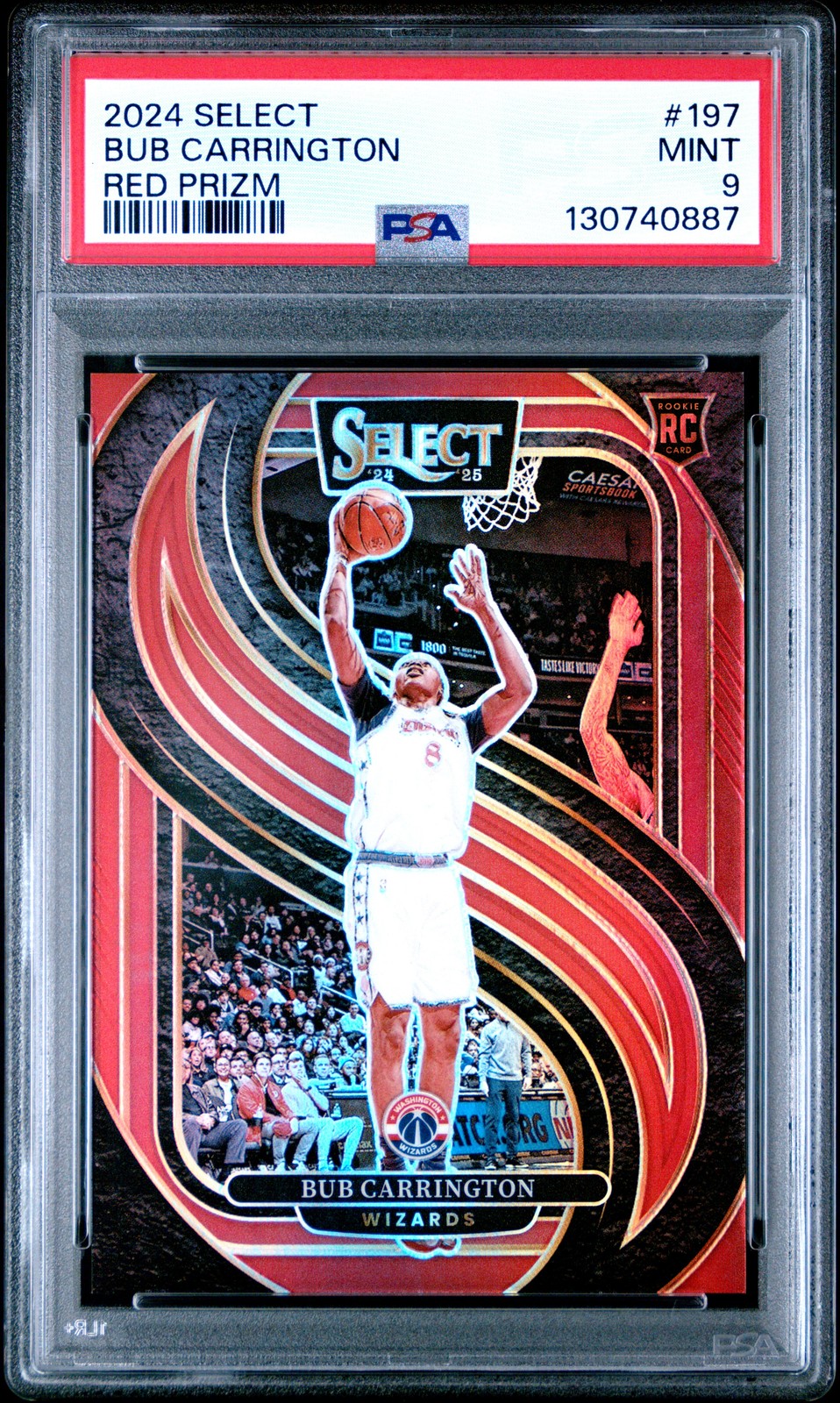 2024 PANINI SELECT RED PRIZM #197 BUB CARRINGTON 99/199 PSA 9